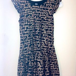 Guess Gold Writing Black Ruffled Dress